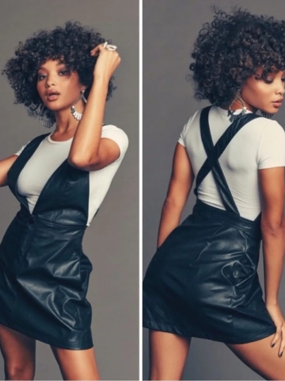 Show Me Your Mumu Baxter Faux Leather Overall Mini Dress Black Size Small
